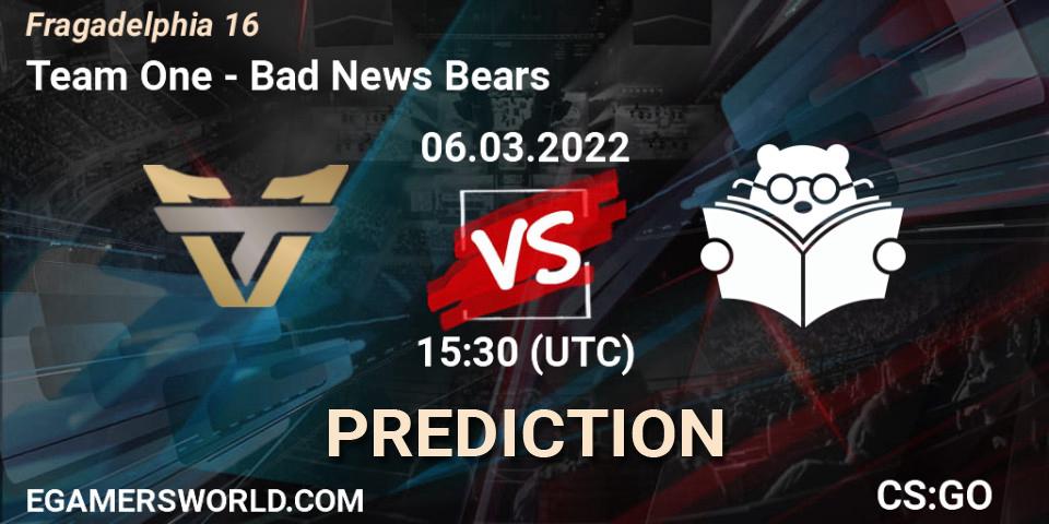 Team One - Bad News Bears: прогноз. 06.03.2022 at 15:55, Counter-Strike (CS2), Fragadelphia 16
