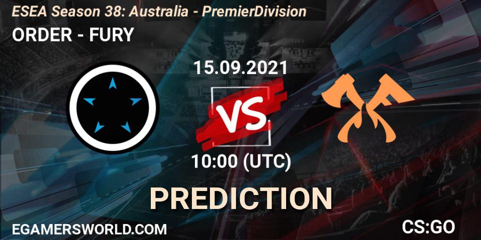 ORDER - FURY: прогноз. 27.09.21, CS2 (CS:GO), ESEA Season 38: Australia - Premier Division