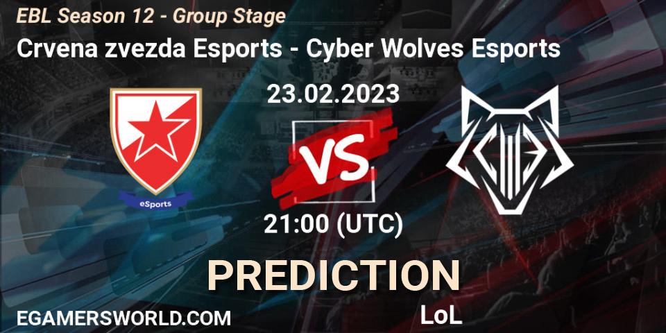 Crvena zvezda Esports - Cyber Wolves Esports: прогноз. 23.02.23, LoL, EBL Season 12 - Group Stage