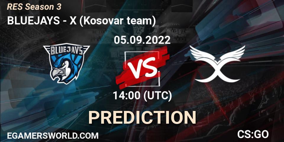 BLUEJAYS - X (Kosovar team): прогноз. 05.09.2022 at 14:00, Counter-Strike (CS2), RES Season 3