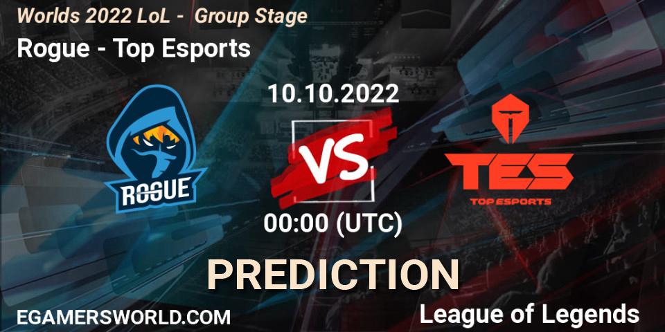 Rogue - Top Esports: прогноз. 10.10.2022 at 22:00, LoL, Worlds 2022 LoL - Group Stage