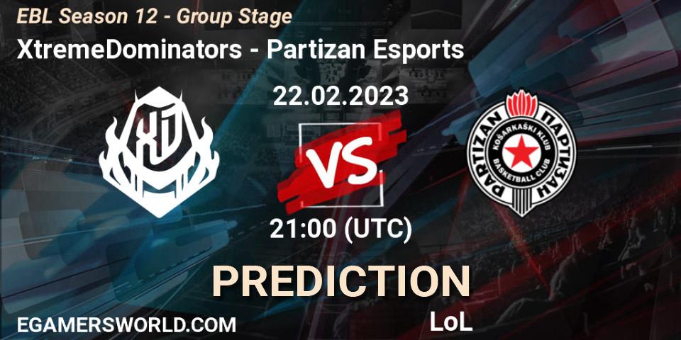 XtremeDominators - Partizan Esports: прогноз. 22.02.23, LoL, EBL Season 12 - Group Stage