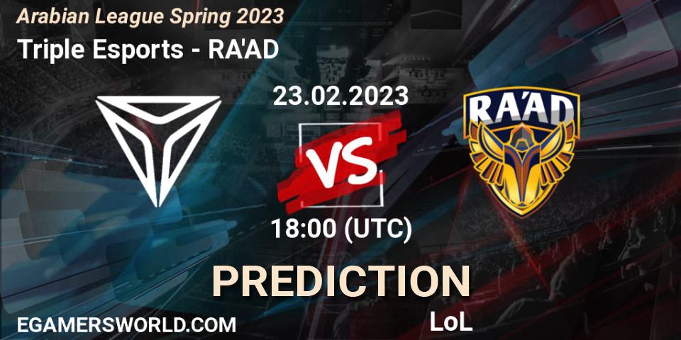 Triple Esports - RA'AD: прогноз. 03.02.23, LoL, Arabian League Spring 2023