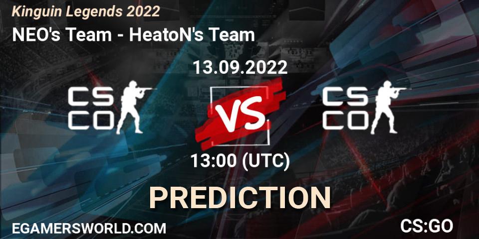 NEO's Team - HeatoN's Team: прогноз. 13.09.2022 at 12:20, Counter-Strike (CS2), Kinguin Legends 2022