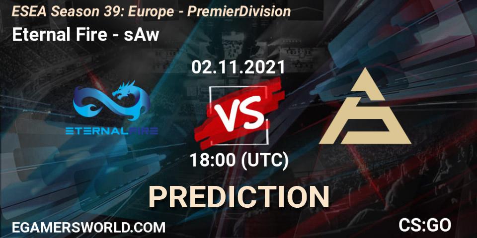 Eternal Fire - sAw: прогноз. 02.11.2021 at 18:00, Counter-Strike (CS2), ESEA Season 39: Europe - Premier Division