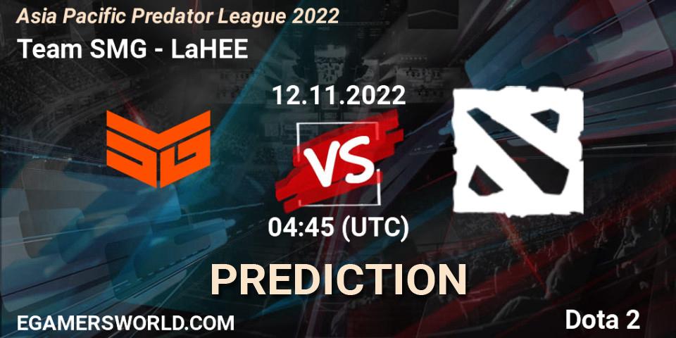 Team SMG - LaHEE: прогноз. 12.11.2022 at 04:45, Dota 2, Asia Pacific Predator League 2022