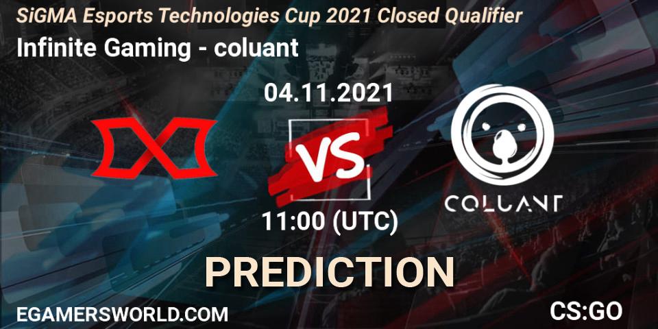 Infinite Gaming - coluant: прогноз. 04.11.2021 at 11:00, Counter-Strike (CS2), SiGMA Esports Technologies Cup 2021 Closed Qualifier