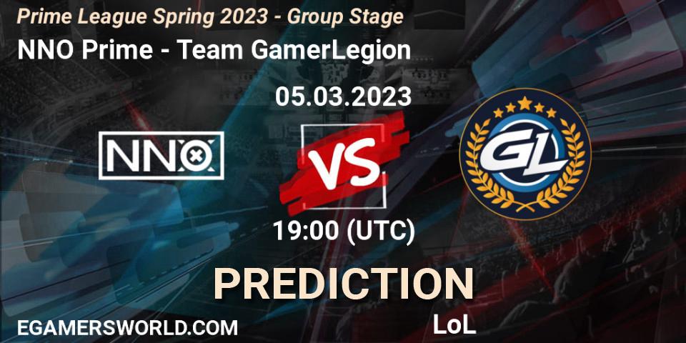 NNO Prime - Team GamerLegion: прогноз. 05.03.2023 at 18:00, LoL, Prime League Spring 2023 - Group Stage