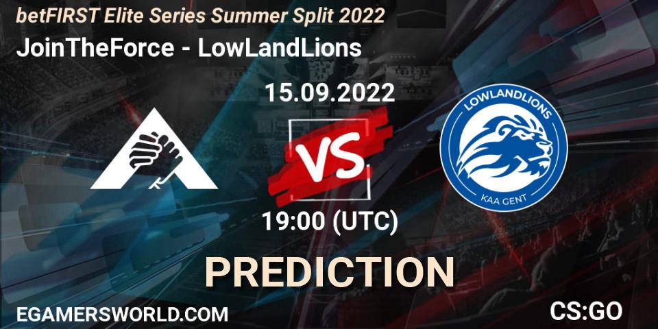 JoinTheForce - LowLandLions: прогноз. 15.09.2022 at 19:20, Counter-Strike (CS2), betFIRST Elite Series Summer Split 2022