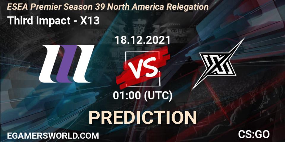 Third Impact - X13: прогноз. 18.12.2021 at 01:00, Counter-Strike (CS2), ESEA Premier Season 39 North America Relegation