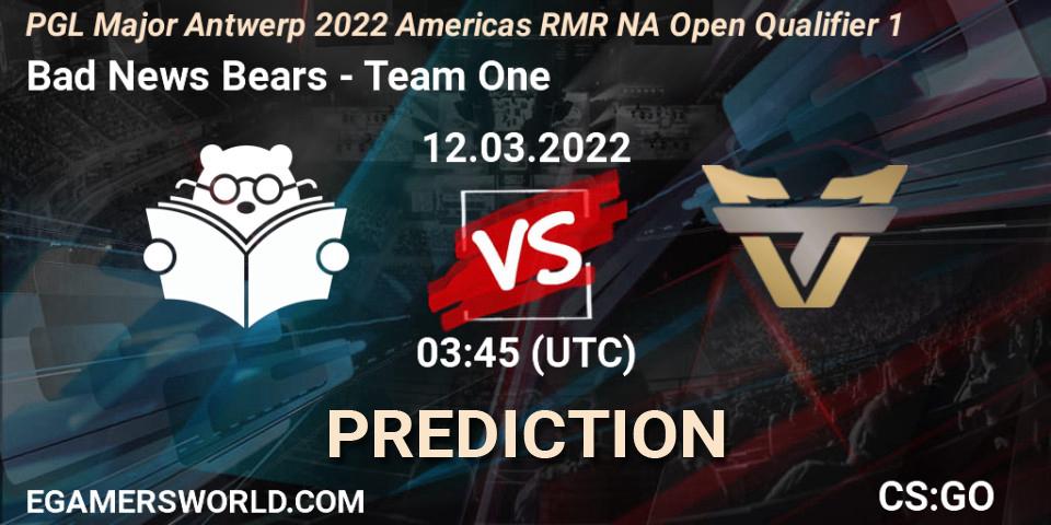 Bad News Bears - Team One: прогноз. 12.03.2022 at 03:45, Counter-Strike (CS2), PGL Major Antwerp 2022 Americas RMR NA Open Qualifier 1