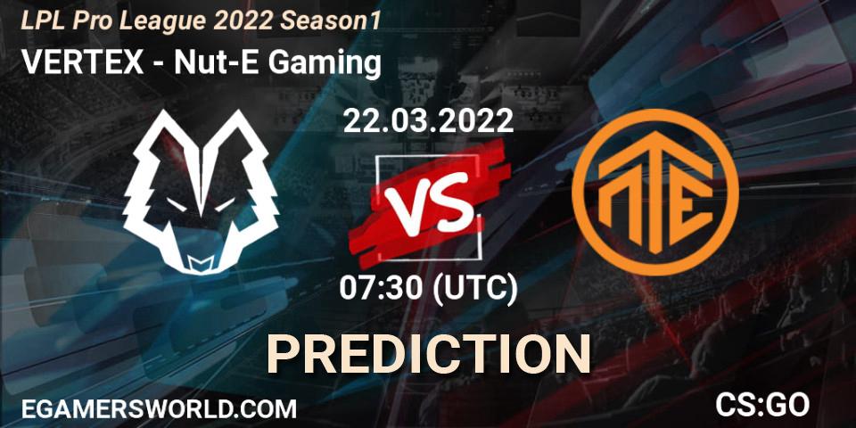 VERTEX - Nut-E Gaming: прогноз. 23.03.2022 at 07:45, Counter-Strike (CS2), LPL Pro League 2022 Season 1