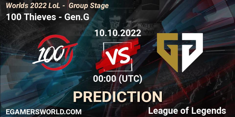 100 Thieves - Gen.G: прогноз. 09.10.2022 at 22:00, LoL, Worlds 2022 LoL - Group Stage