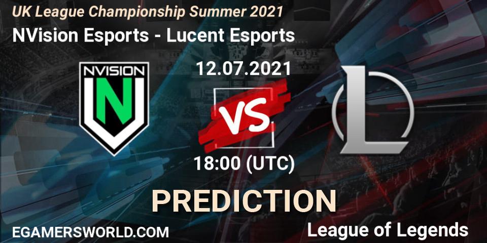 NVision Esports - Lucent Esports: прогноз. 12.07.2021 at 18:00, LoL, UK League Championship Summer 2021