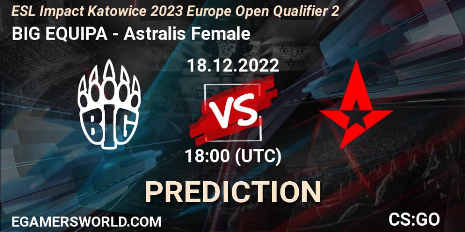 BIG EQUIPA - Astralis Female: прогноз. 18.12.2022 at 18:00, Counter-Strike (CS2), ESL Impact Katowice 2023 Europe Open Qualifier 2
