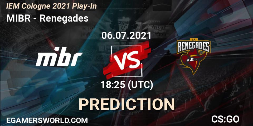 MIBR - Renegades: прогноз. 06.07.2021 at 18:25, Counter-Strike (CS2), IEM Cologne 2021 Play-In