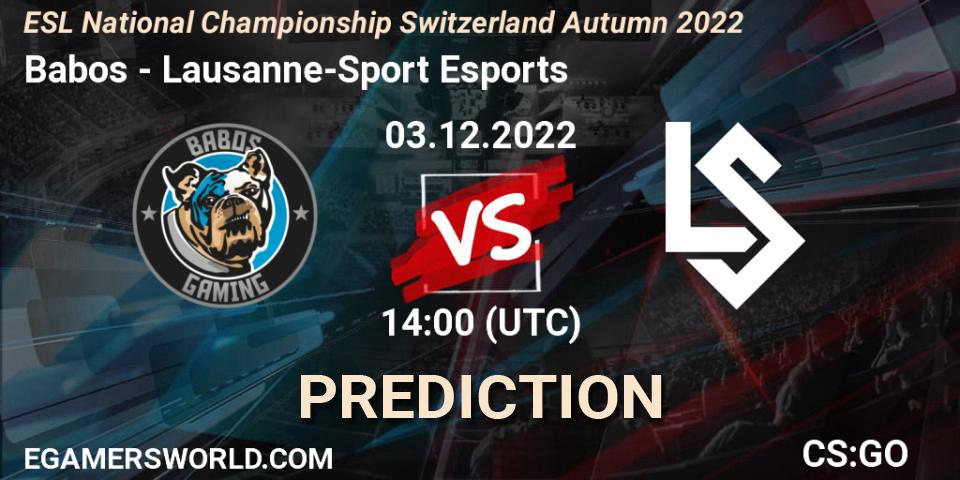 Babos - Lausanne-Sport Esports: прогноз. 03.12.22, CS2 (CS:GO), ESL National Championship Switzerland Autumn 2022