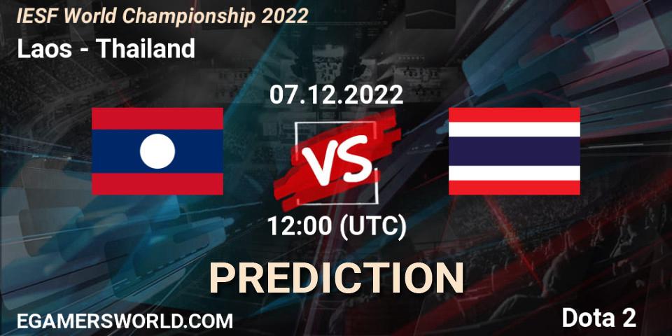 Laos - Thailand: прогноз. 07.12.2022 at 10:43, Dota 2, IESF World Championship 2022 