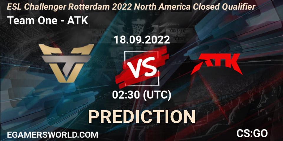 Team One - ATK: прогноз. 18.09.2022 at 02:30, Counter-Strike (CS2), ESL Challenger Rotterdam 2022 North America Closed Qualifier