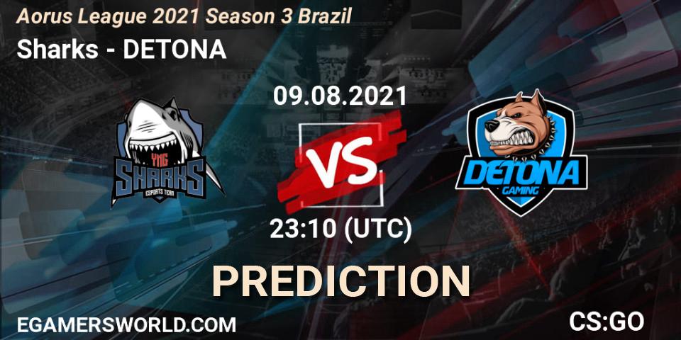 Sharks - DETONA: прогноз. 09.08.2021 at 23:10, Counter-Strike (CS2), Aorus League 2021 Season 3 Brazil