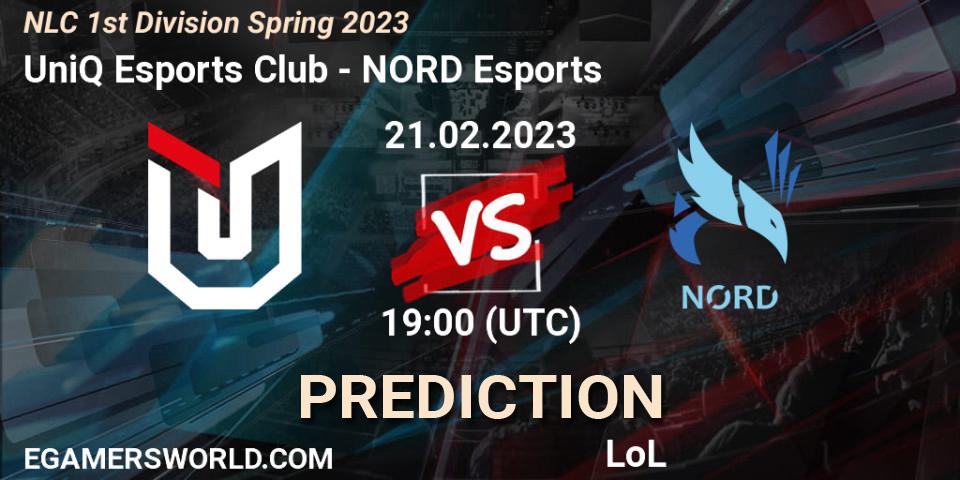 UniQ Esports Club - NORD Esports: прогноз. 21.02.2023 at 19:00, LoL, NLC 1st Division Spring 2023