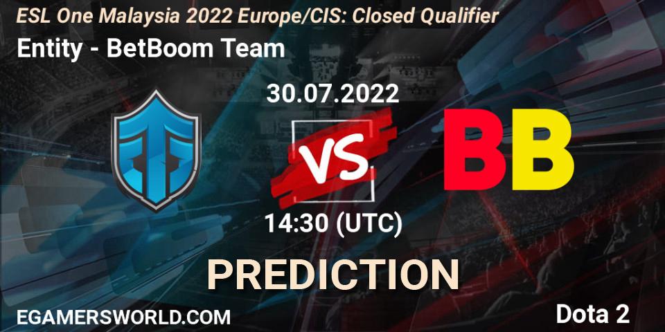 Entity - BetBoom Team: прогноз. 30.07.22, Dota 2, ESL One Malaysia 2022 Europe/CIS: Closed Qualifier