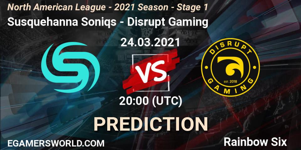 Susquehanna Soniqs - Disrupt Gaming: прогноз. 24.03.2021 at 20:00, Rainbow Six, North American League - 2021 Season - Stage 1