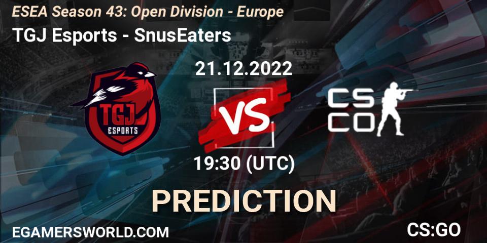 TGJ Esports - SnusEaters: прогноз. 21.12.2022 at 19:30, Counter-Strike (CS2), ESEA Season 43: Open Division - Europe