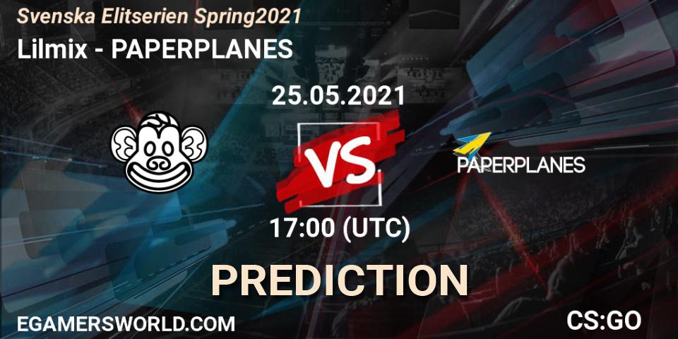 Lilmix - PAPERPLANES: прогноз. 25.05.2021 at 17:00, Counter-Strike (CS2), Svenska Elitserien Spring 2021