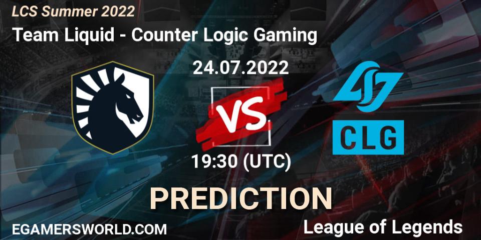 Team Liquid - Counter Logic Gaming: прогноз. 24.07.22, LoL, LCS Summer 2022