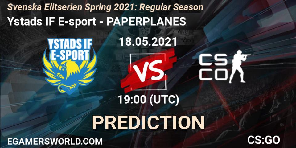 Ystads IF E-sport - PAPERPLANES: прогноз. 18.05.2021 at 19:00, Counter-Strike (CS2), Svenska Elitserien Spring 2021: Regular Season