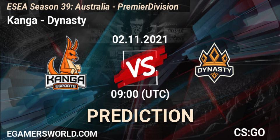 Kanga - Dynasty: прогноз. 25.11.2021 at 09:00, Counter-Strike (CS2), ESEA Season 39: Australia - Premier Division