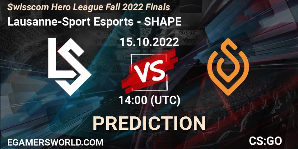 Lausanne-Sport Esports - SHAPE: прогноз. 15.10.2022 at 14:00, Counter-Strike (CS2), Swisscom Hero League Fall 2022 Finals