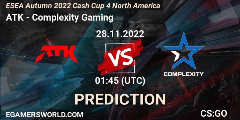 ATK - Complexity Gaming: прогноз. 28.11.22, CS2 (CS:GO), ESEA Cash Cup: North America - Autumn 2022 #4