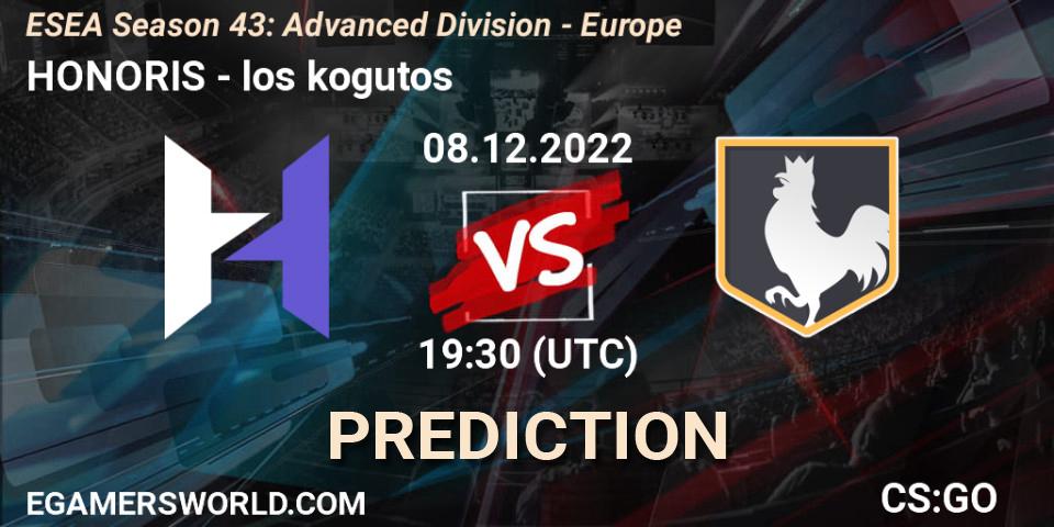 HONORIS - los kogutos: прогноз. 08.12.22, CS2 (CS:GO), ESEA Season 43: Advanced Division - Europe