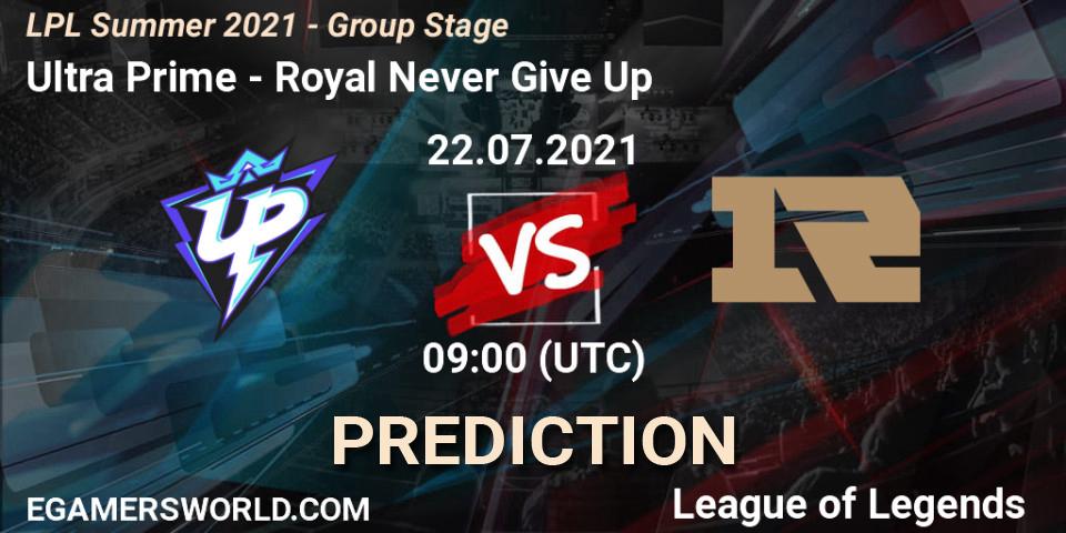 Ultra Prime - Royal Never Give Up: прогноз. 22.07.2021 at 09:00, LoL, LPL Summer 2021 - Group Stage