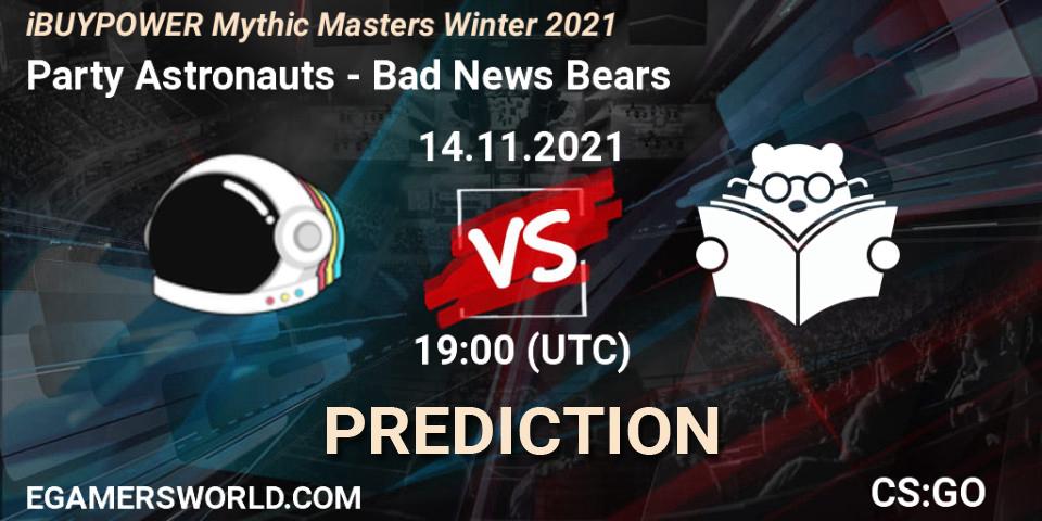 Party Astronauts - Bad News Bears: прогноз. 14.11.2021 at 19:00, Counter-Strike (CS2), iBUYPOWER Mythic Masters Winter 2021