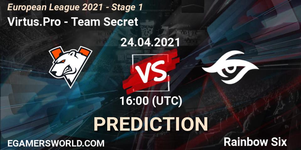 Virtus.Pro - Team Secret: прогноз. 24.04.2021 at 16:30, Rainbow Six, European League 2021 - Stage 1