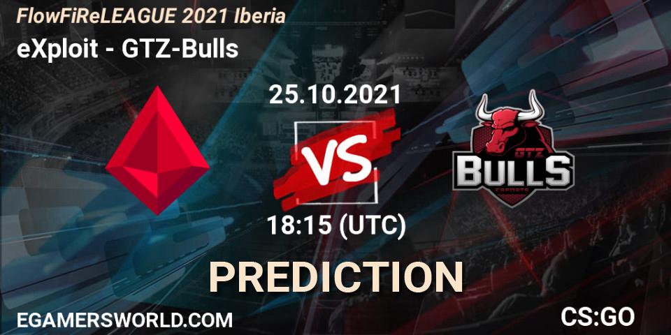 eXploit - GTZ-Bulls: прогноз. 25.10.2021 at 18:15, Counter-Strike (CS2), FlowFiReLEAGUE 2021 Iberia