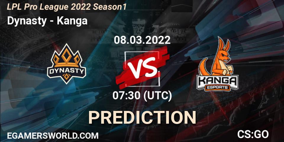 Dynasty - Kanga: прогноз. 09.03.2022 at 07:30, Counter-Strike (CS2), LPL Pro League 2022 Season 1