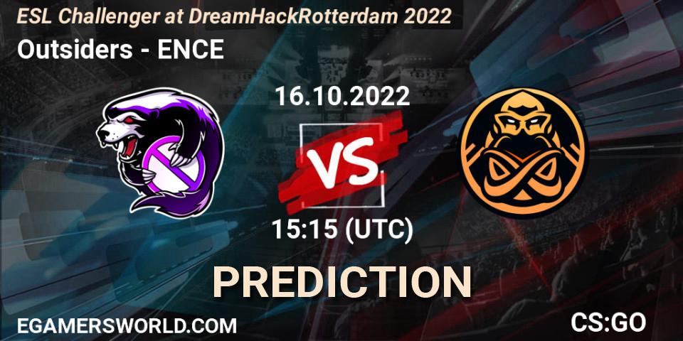 Outsiders - ENCE: прогноз. 16.10.2022 at 15:50, Counter-Strike (CS2), ESL Challenger at DreamHack Rotterdam 2022