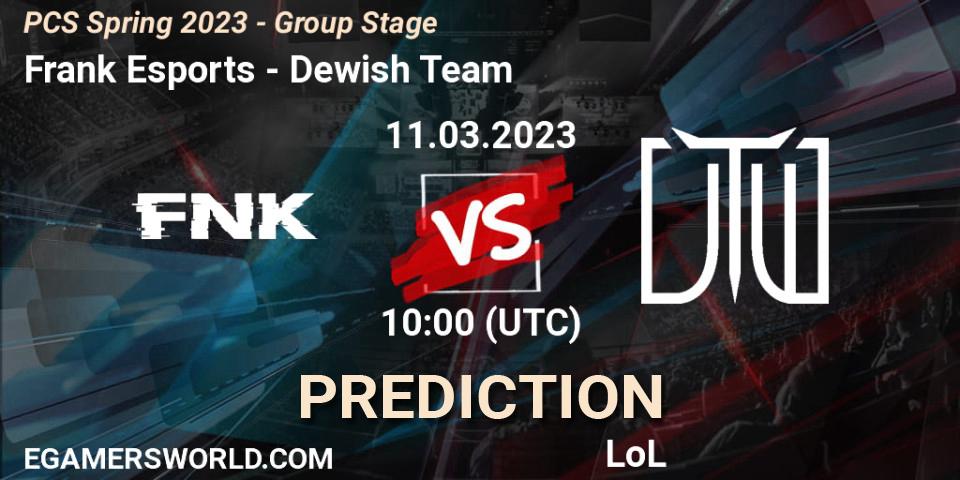 Frank Esports - Dewish Team: прогноз. 18.02.2023 at 11:15, LoL, PCS Spring 2023 - Group Stage