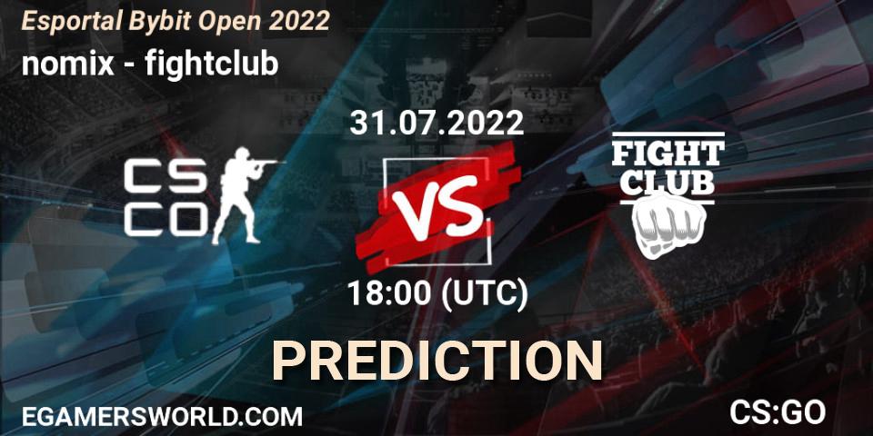 nomix - fightclub: прогноз. 31.07.2022 at 17:00, Counter-Strike (CS2), Esportal Bybit Open 2022