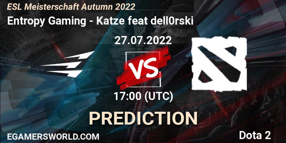 Entropy Gaming - Katze feat dell0rski: прогноз. 27.07.2022 at 17:01, Dota 2, ESL Meisterschaft Autumn 2022