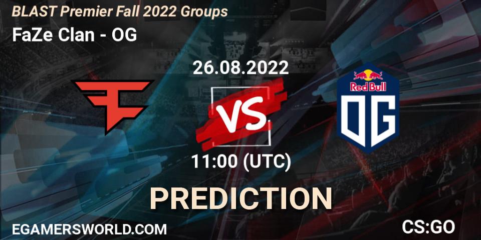 FaZe Clan - OG: прогноз. 26.08.2022 at 11:00, Counter-Strike (CS2), BLAST Premier Fall 2022 Groups