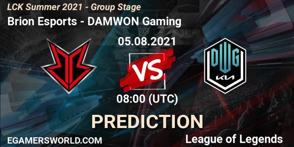 Brion Esports - DAMWON Gaming: прогноз. 05.08.2021 at 08:00, LoL, LCK Summer 2021 - Group Stage