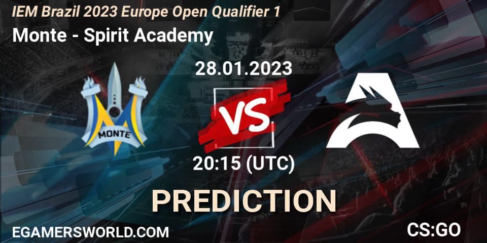 Monte - Spirit Academy: прогноз. 28.01.2023 at 20:15, Counter-Strike (CS2), IEM Brazil Rio 2023 Europe Open Qualifier 1