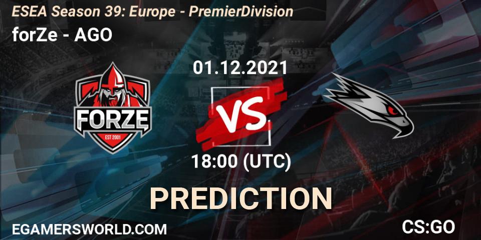 forZe - AGO: прогноз. 01.12.21, CS2 (CS:GO), ESEA Season 39: Europe - Premier Division