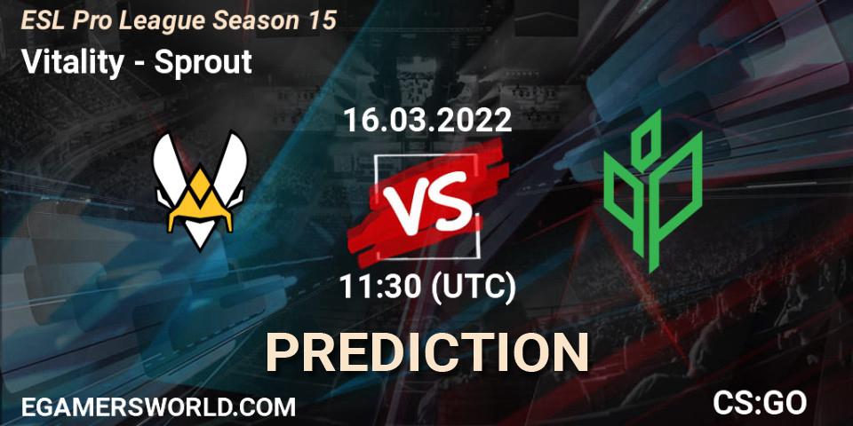 Vitality - Sprout: прогноз. 16.03.2022 at 11:30, Counter-Strike (CS2), ESL Pro League Season 15