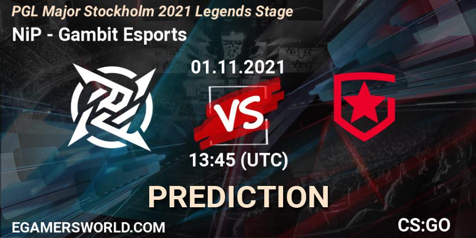 NiP - Gambit Esports: прогноз. 01.11.2021 at 13:50, Counter-Strike (CS2), PGL Major Stockholm 2021 Legends Stage